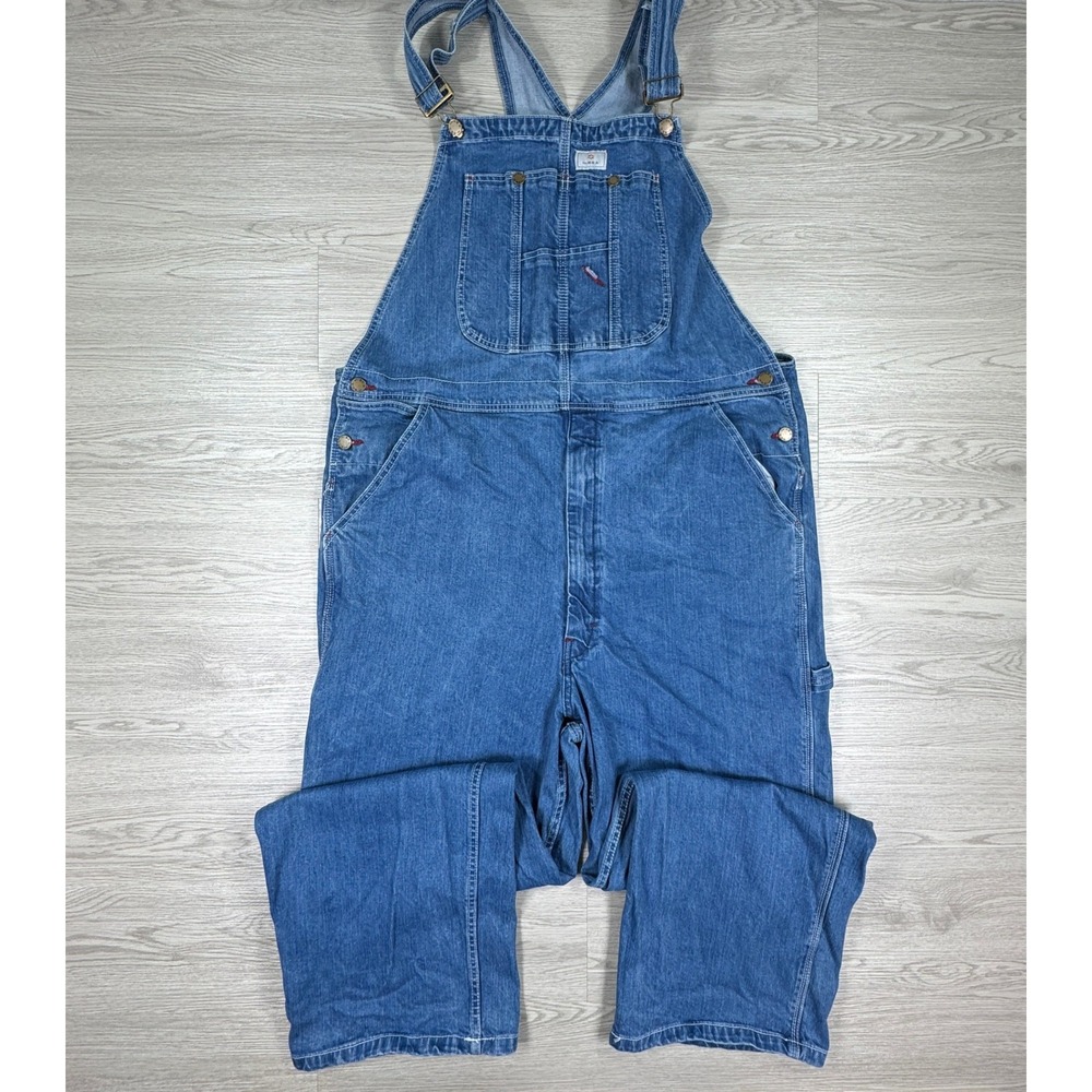HISEA Men's Denim Overalls Bib Workwear Blue‎ 42W x 30L Adjustable Straps